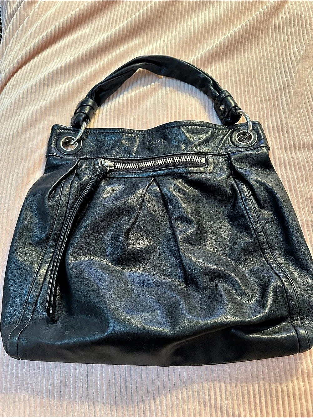 Coach Parker Hippie Black Leather Shoulder Bag